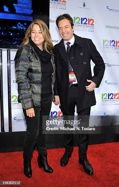 Nancy Fallon and Jimmy Fallon attend 12-12-12 the Concert for Sandy Relief at Madison Square Garden on December 12, 2012 in New York City.