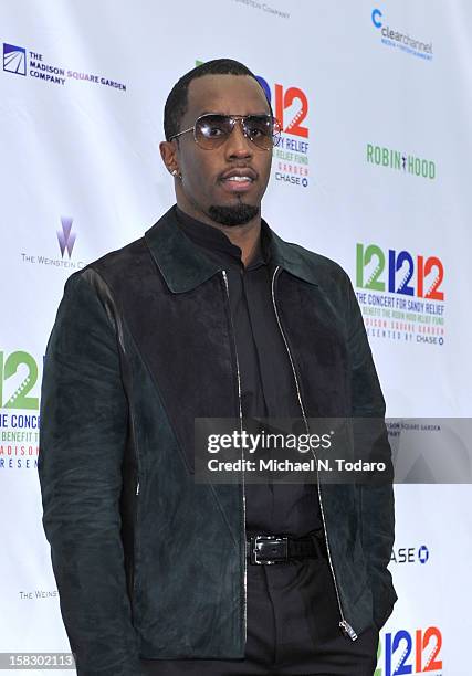 Sean Combs attends 12-12-12 the Concert for Sandy Relief at Madison Square Garden on December 12, 2012 in New York City.