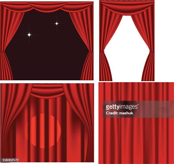 stockillustraties, clipart, cartoons en iconen met red curtain - red curtain