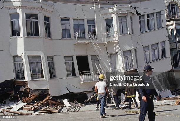 General view of the Marina district disaster zone after the earthquake, measuring 7.1 on the richter scale, rocks game three of the World Series...