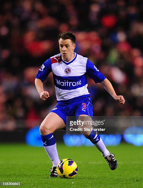 Reading player Nicky Shorey in action during the Premier League match between Sunderland and Reading at Stadium of Light on December 11, 2012 in...