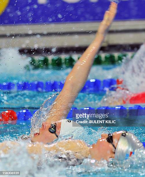 Finnish Emilia Pikkarainen competes during the Women 100m individual medley qualification on December 13, 2012 at the FINA World Short Course...