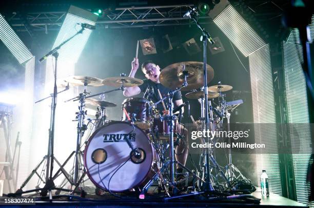 Rob Rolfe of Enter Shikari Performs onstage during a day of the 5th UK leg of their A Flash Flood of Colour World Tour called A Flash Flood Of...