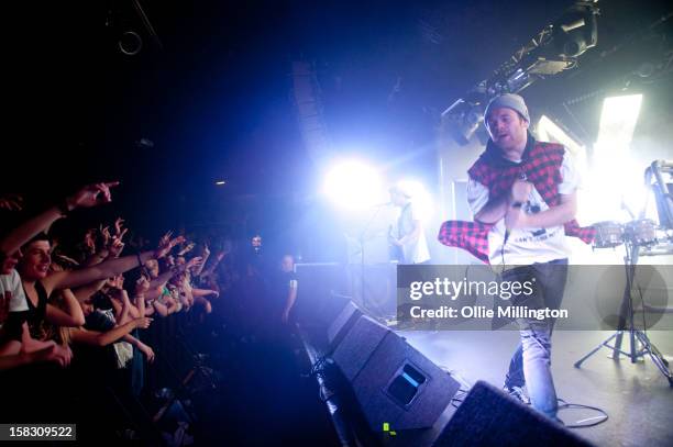 Roughton "Rou" Reynolds, Liam "Rory" Clewlow and Chris Batten of Enter Shikari Performs onstage during a day of the 5th UK leg of their A Flash Flood...