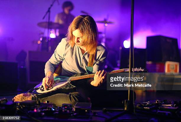 Kevin Parker of Tame Impala performs for fans at Enmore Theatre on December 13, 2012 in Sydney, Australia.