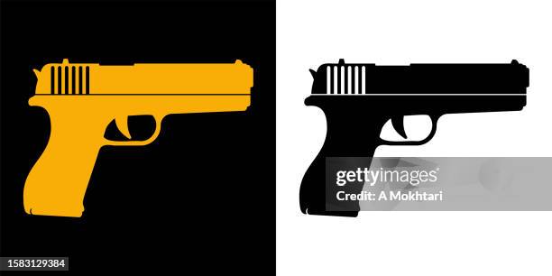 gun icon. - semi automatic pistol stock illustrations