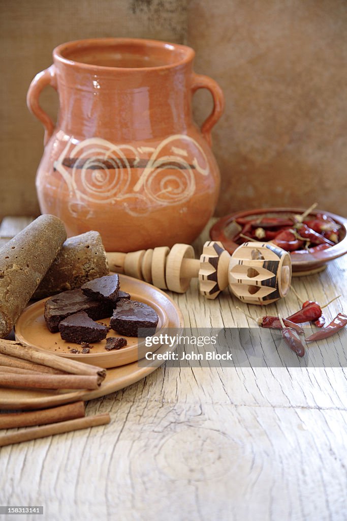 Mexican hot chocolate with cinnamon and chilis