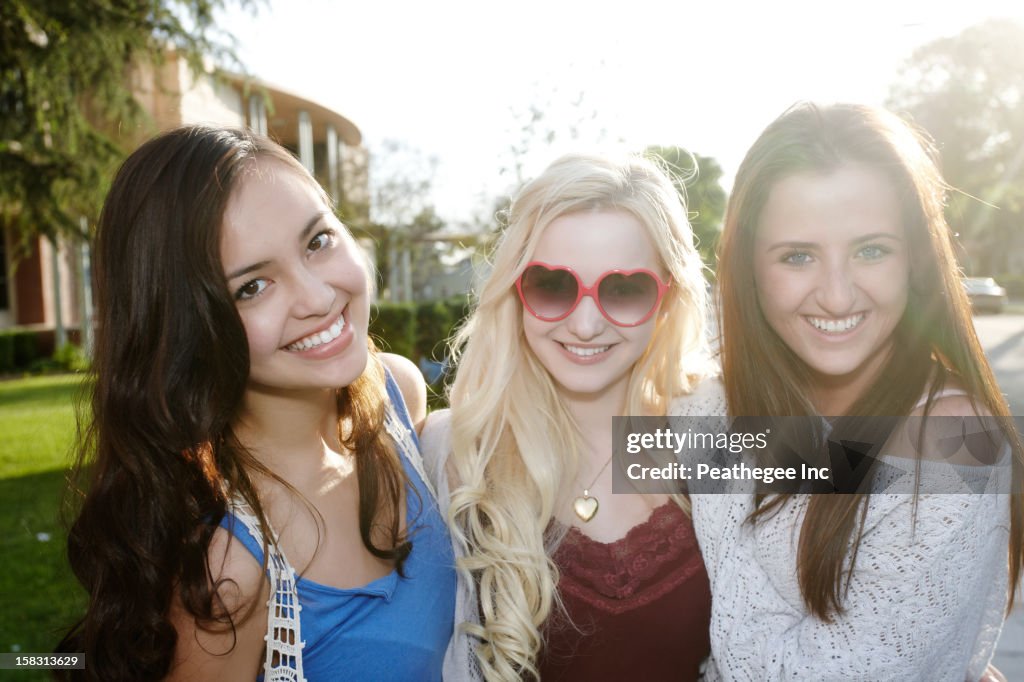 Smiling school friends