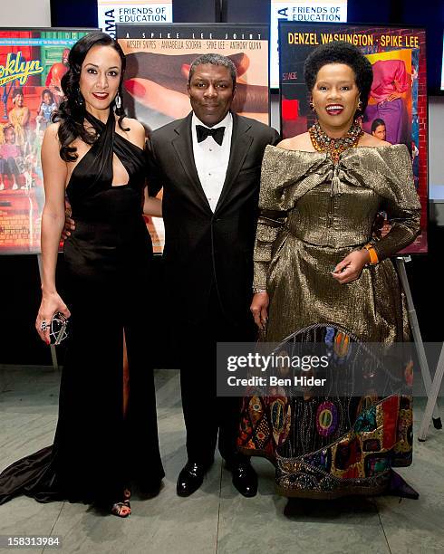 Event chairs Eboni Gates, Eric Barkley and Sherry Bronfman attends The Museum of Modern Art's Jazz Interlude Gala at MOMA on December 12, 2012 in New...