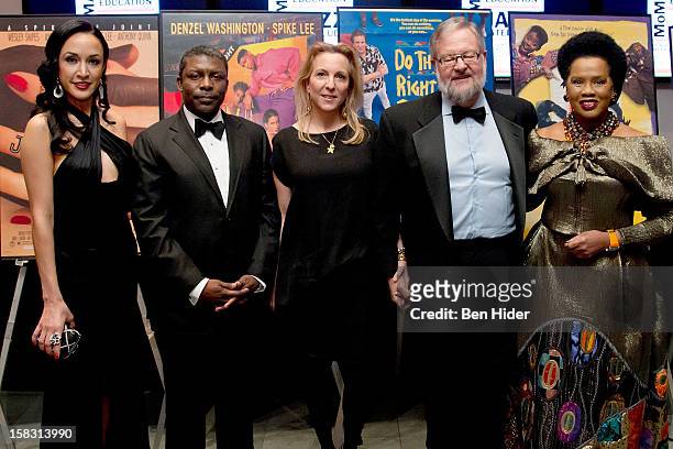 Event Chair Eboni Gates, Eric Barkley, Susan Rockefeller, David Rockefeller Jr. And event chair Sherry Bronfman attend The Museum of Modern Art's...