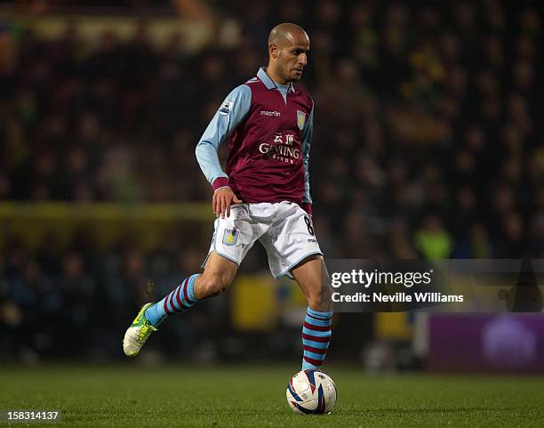 Karim El Ahmadi of Aston Villa during the Capital One Cup Quarter Final match between Norwich City and Aston Villa at Carrow Road on December 11,...