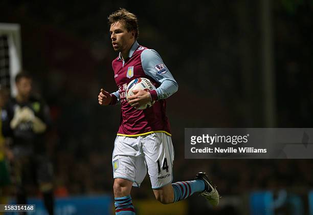 Brett Holman of Aston Villa during the Capital One Cup Quarter Final match between Norwich City and Aston Villa at Carrow Road on December 11, 2012...