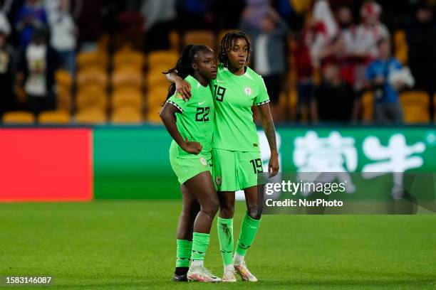 Alozie of Nigeria and Houston Dash and Echegini of Nigeria and Florida State Seminoles dejected after losing the FIFA Women's World Cup Australia...