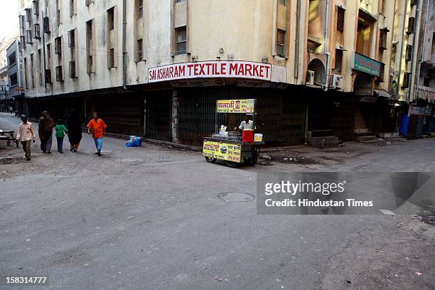 Surat's textile market closed during the first phase polling of Gujarat assembly election on December 13, 2012 in Surat, India.