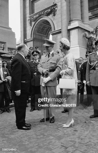 King Baudouin and Queen Fabiola at Belgium's National Day on July 21, 1961.