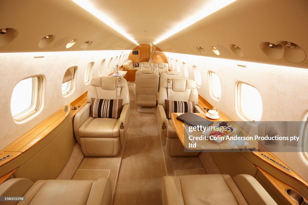Modern interior of private jet
