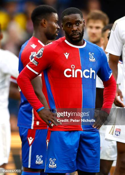 Jeffrey Schlupp of Crystal Palace plays during the pre-season friendly match between Crystal Palace and Olympique Lyonnais at Selhurst Park on August...