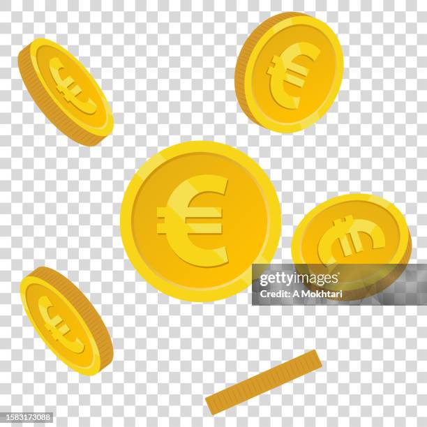 euro-münze auf transparentem hintergrund. - währung stock-grafiken, -clipart, -cartoons und -symbole