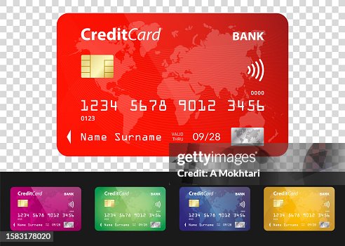 Credit Card On A Transparent Background With Different Colors High-Res ...