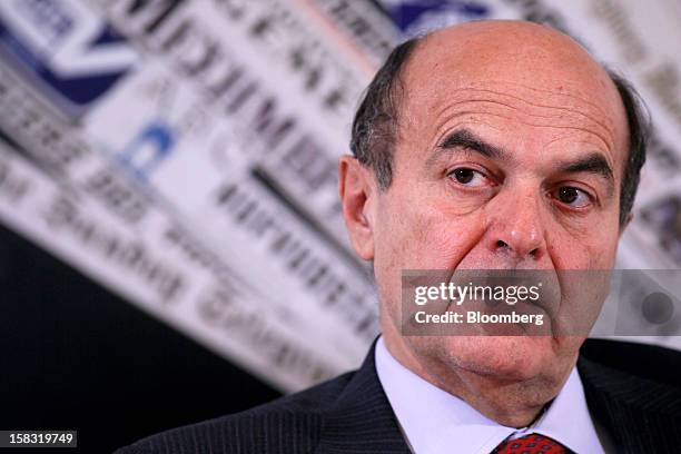Pier Luigi Bersani, leader of Italy's Democratic Party, pauses during a news conference in Rome, Italy, on Thursday, Dec. 13, 2012. Bersani, who...
