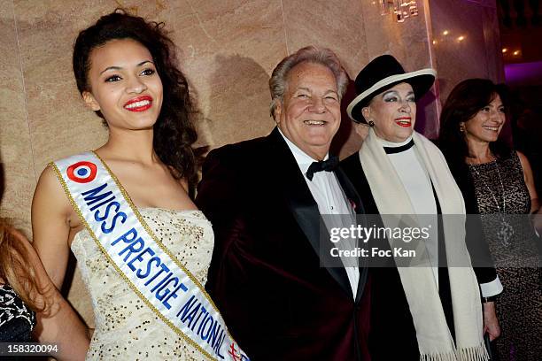 Miss Prestige National 2013 Auline Grac, Massimo Gargia and Genevieve de Fontenay attend the The Bests Awards 2012 Ceremony at the Salons Hoche on...