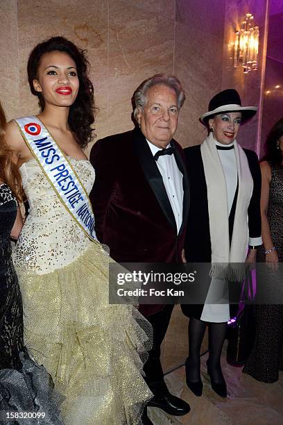 Miss Prestige National 2013 Auline Grac, Massimo Gargia and Genevieve de Fontenay attend the The Bests Awards 2012 Ceremony at the Salons Hoche on...