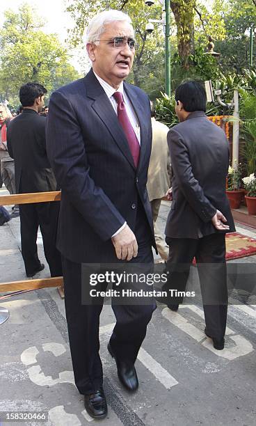 Salman Khurshid Cabinet Minister of the Ministry of External Affairs, arrive to the pays homage to martyrs during a remembrance ceremony of the 2001...