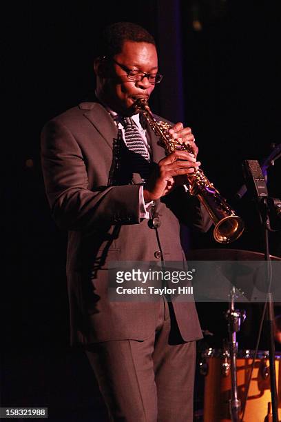 Saxophonist Ravi Coltrane performs at The Museum of Modern Art's Jazz Interlude Gala After Party at MOMA on December 12, 2012 in New York City.