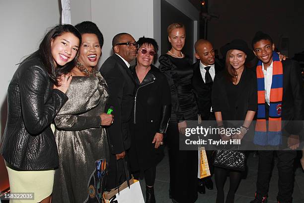 Hannah Bronfman, event chair Sherry Bronfman, director Spike Lee, Mera Rubell, Tonya Lewis Lee, Spencer Means, Satchel Lee and Jackson Lee attend The...