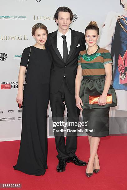 Paula Beer, Hannah Herzsprung and Sabin Tambrea attend Ludwig II - Germany Photocall at HVB Forum on December 13, 2012 in Munich, Germany.