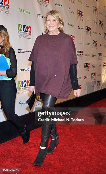 Martha Stewart attends 12-12-12 the Concert for Sandy Relief at Madison Square Garden on December 12, 2012 in New York City.