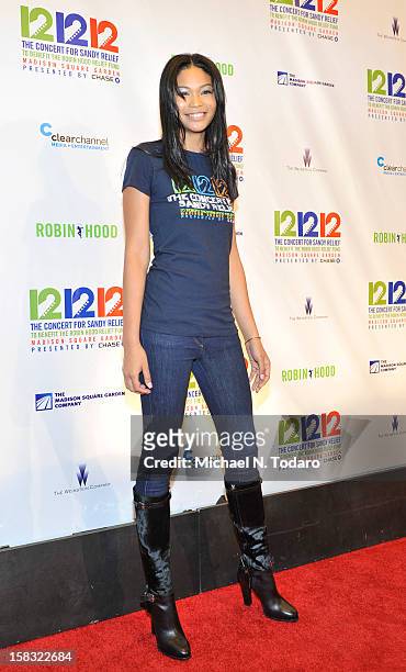 Chanel Iman attends 12-12-12 the Concert for Sandy Relief at Madison Square Garden on December 12, 2012 in New York City.