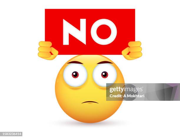 stockillustraties, clipart, cartoons en iconen met emoticon, say no ! - weigeren