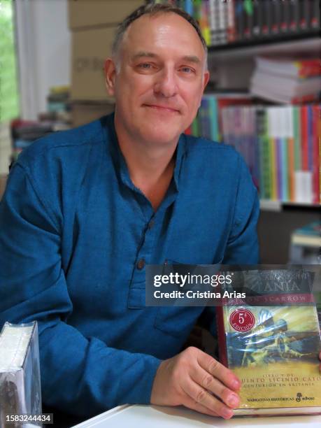 Writer Simon Scarrow attends at the Madrid's Book Fair at Retiro Park on 27 May 2023 in Madrid, Spain.