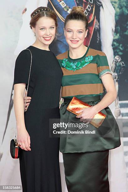 Paula Beer and Hannah Herzsprung attend Ludwig II - Germany Photocall at HVB Forum on December 13, 2012 in Munich, Germany.