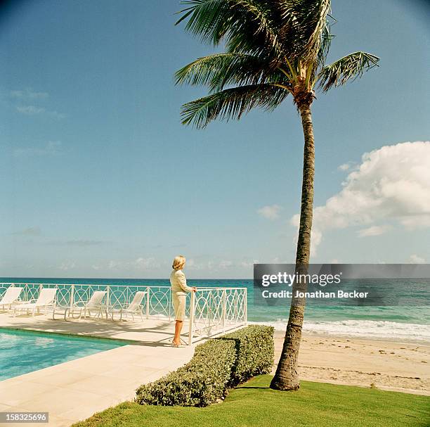 Philanthropist Alyne Massey is photographed for Vanity Fair Magazine on February 21, 2003 at home on South Ocean Boulevard in Palm Beach, Florida....