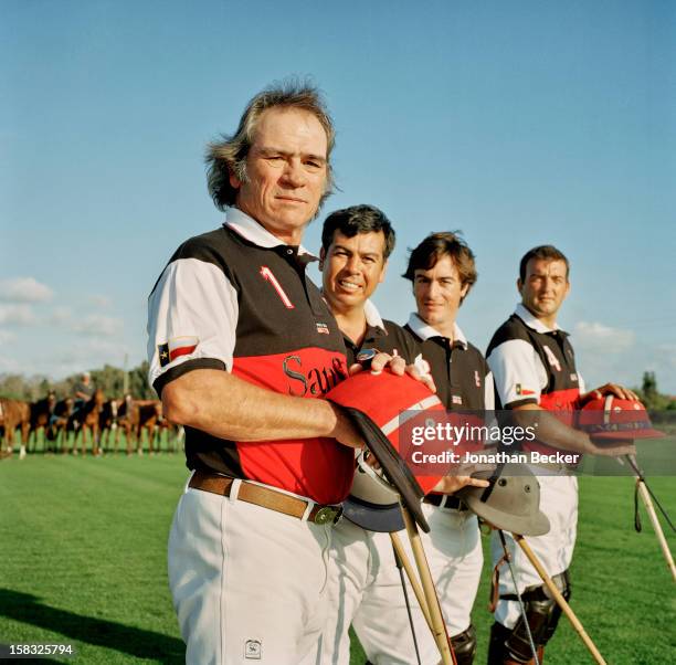 Actor Tommy Lee Jones, polo players Luis Echezarreta, Hector Galindo and Agustin Merlos are photographed for Vanity Fair Magazine on February 21,...