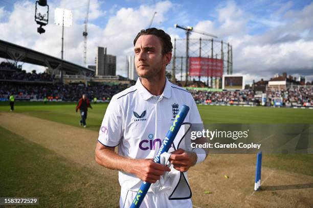 Stuart Broad of England makes their way off following the end of the match and the end of their career following Day Five of the LV= Insurance Ashes...