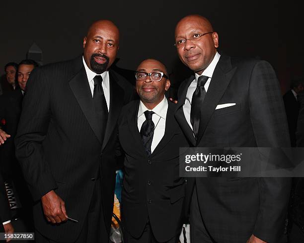 New York Knicks coach Mike Woodson, director Spike Lee and New York Knicks assistant coach Darrell Walker attend The Museum of Modern Art's Jazz...