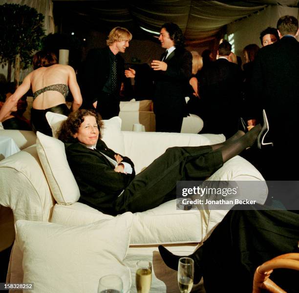 Writer Fran Lebowitz is photographed for Vanity Fair Magazine on March 25, 2001 at Vanity Fair's Oscar party at Morton's in West Hollywood,...
