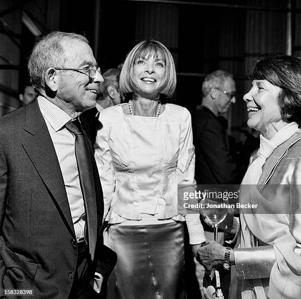 Co-owner of Advance Publications Donald Newhouse, editor in cheif of American Vogue, Anna Wintour and Sue Newhouse are photographed for Vanity Fair...