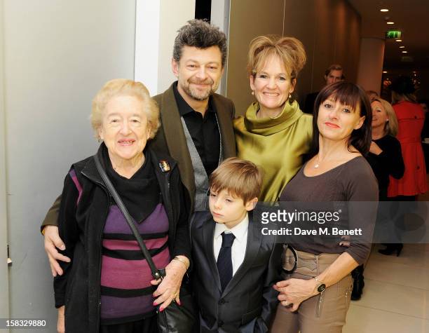 Lylie Serkis, Andy Serkis, wife Lorraine Ashbourne, actress Jo Hartley and Louis Serkis attend the English National Ballet Christmas Party at St...
