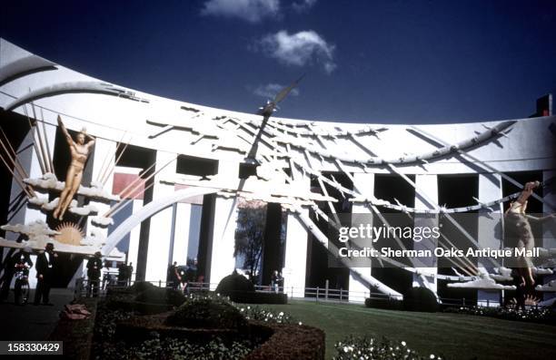 View of 'Time' - Giant Sundial by Joseph Kiselewski at the 1939 New York World's Fair in Flushing Meadows, Queens, New York City, New York.