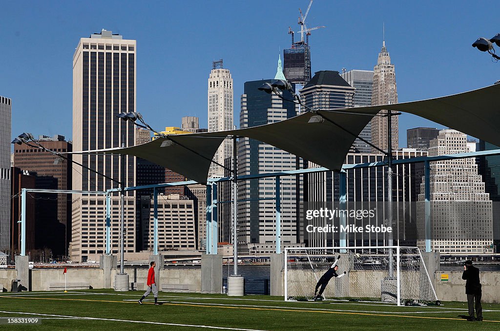 New York Red Bulls And Mayor Bloomberg Open New Soccer Field On Brooklyn's Pier 5