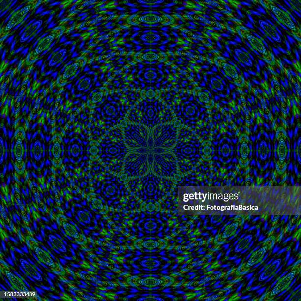 green and blue intricate pattern - intersecting circles stock illustrations