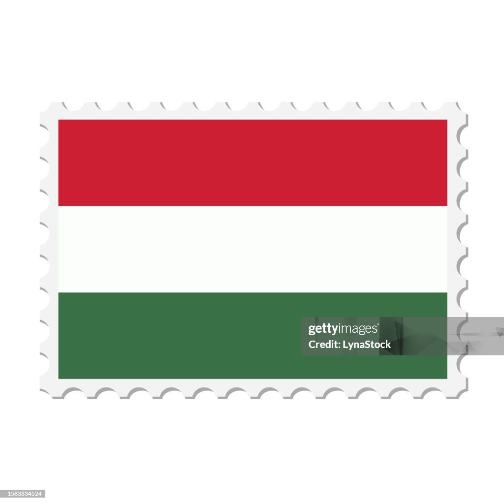 Hungary postage stamp. Postcard vector illustration with Hungarian national flag isolated on white background.