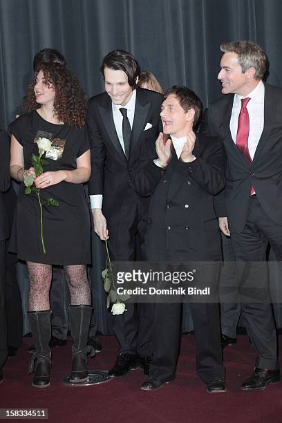 Sabin Tambrea, Volker Zack Michalowski and Gedeon Burkhard attend Ludwig II - Germany Premiere at Mathaeser Filmpalast on December 13, 2012 in...