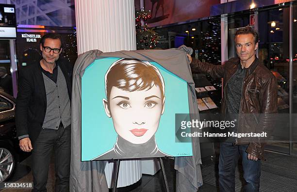 Of Marco Polo Andreas Baumgaertner and actor Hannes Jaenicke attend the BMW Adventskalender opening with Hannes Jaenicke at the BMW Pavillion on...