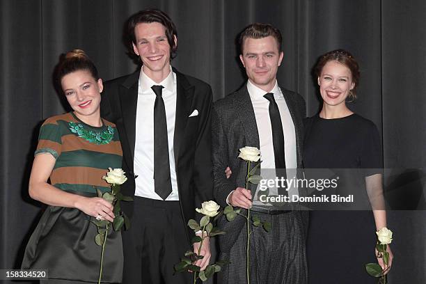 Hannah Herzsprung, Sabin Tambrea, Friedrich Muecke and Paula Beer attend Ludwig II - Germany Premiere at Mathaeser Filmpalast on December 13, 2012 in...