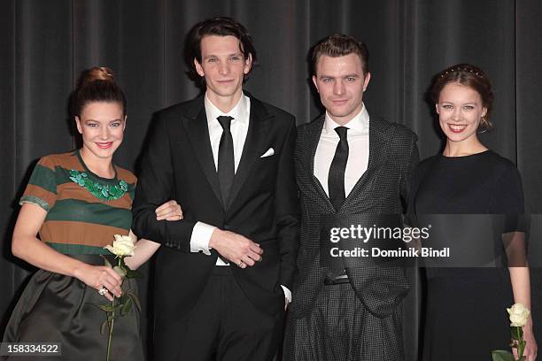 Hannah Herzsprung, Sabin Tambrea, Friedrich Muecke and Paula Beer attend Ludwig II - Germany Premiere at Mathaeser Filmpalast on December 13, 2012 in...